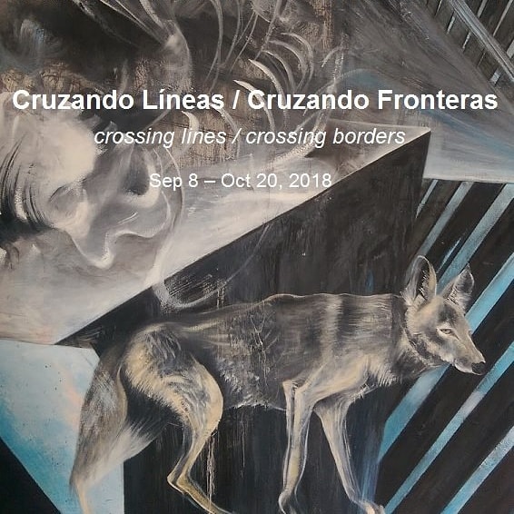 Cruzando Líneas / Cruzando Fronteras — Crossing Lines / Crossing Borders. Group exhibition at Raíces Taller, Tucson, Arizona. September 8 – October 20, 2018. Ricardo's painting Cruzando Líneas was featured in the exhibition's publicity. A celebration of migration highly praised by the Tucson community. by Ricardo Santos Hernández